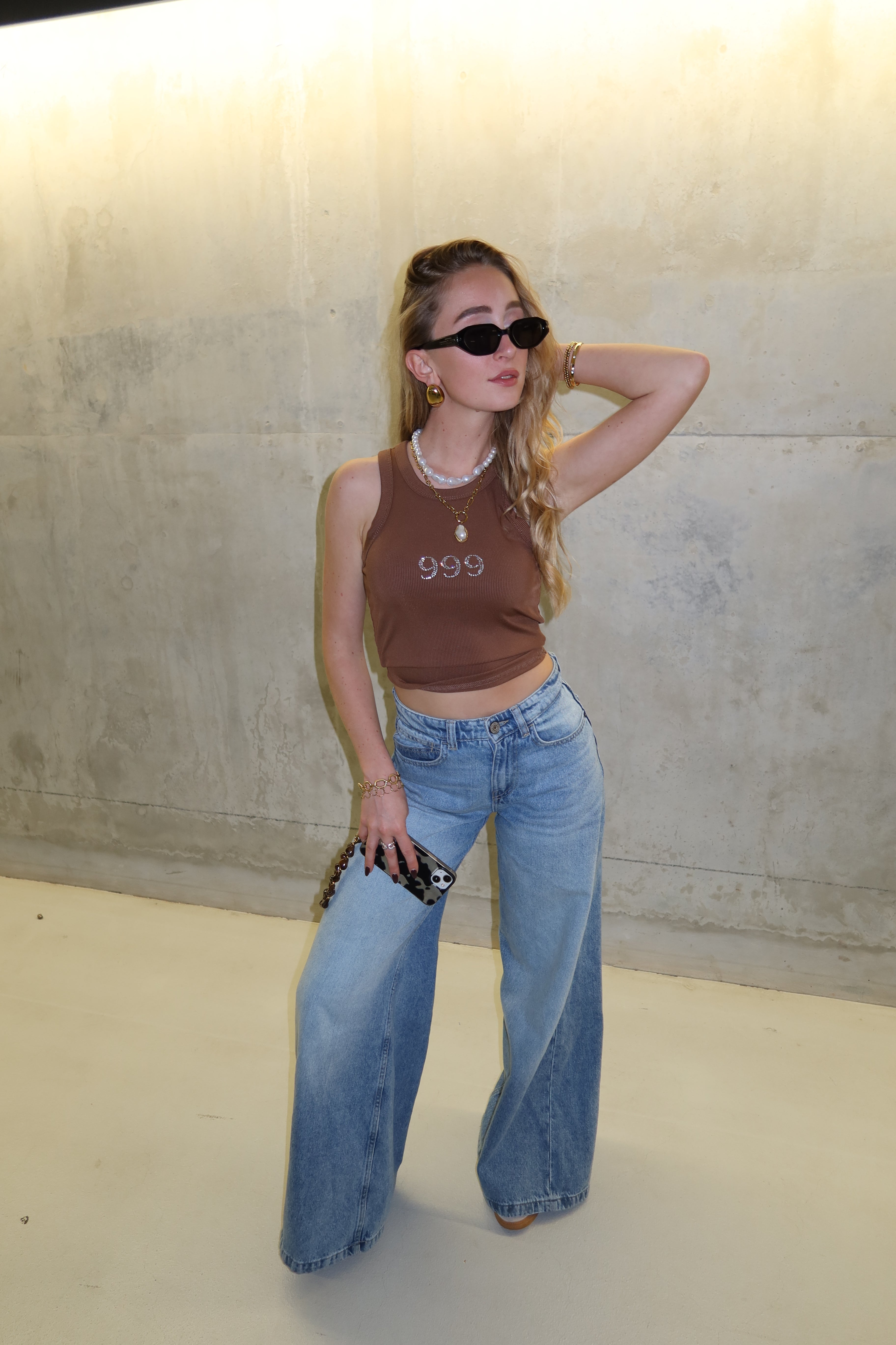Tanktop met strasssteentjes