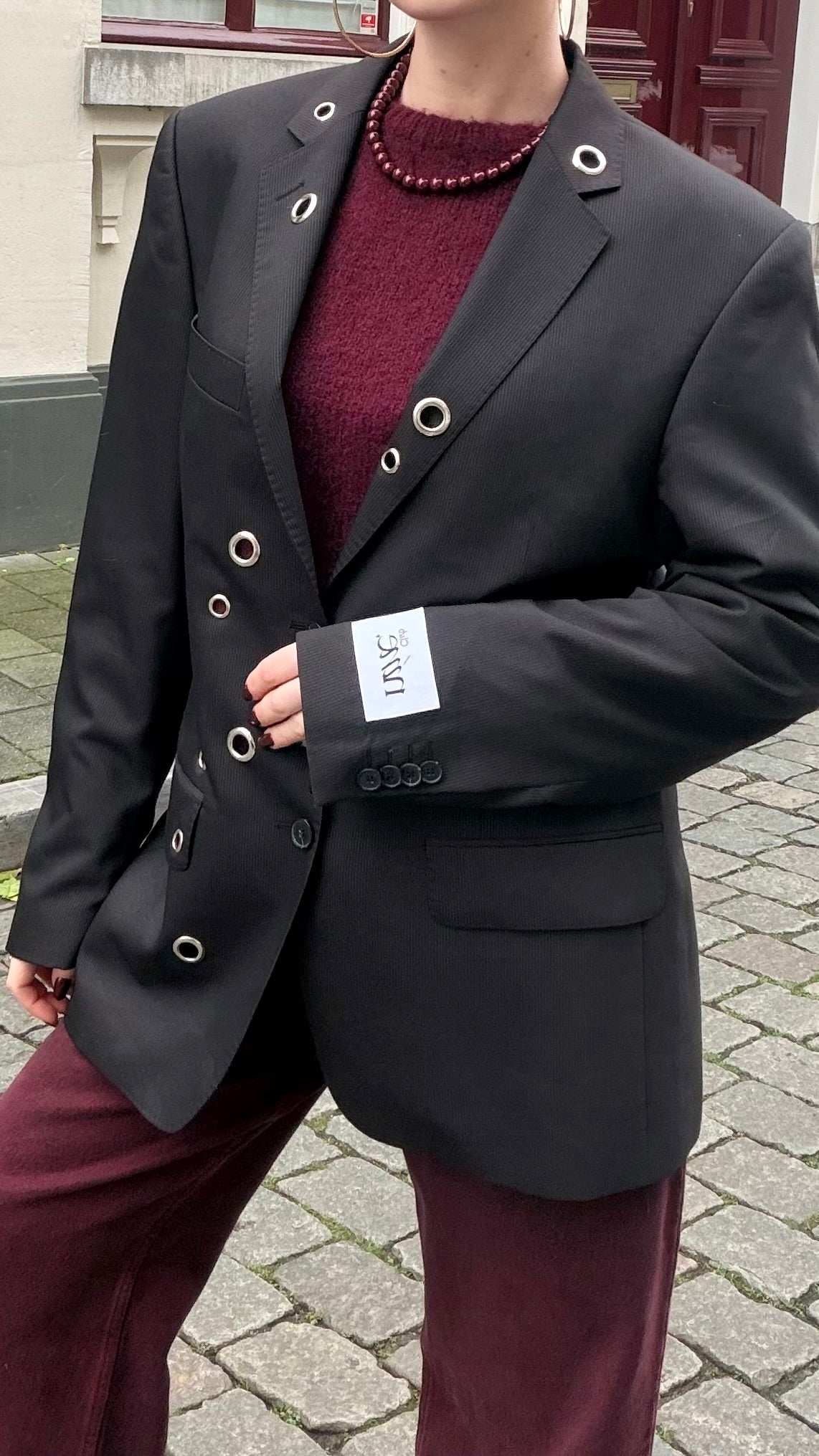restyled oversized zwarte vintage blazer