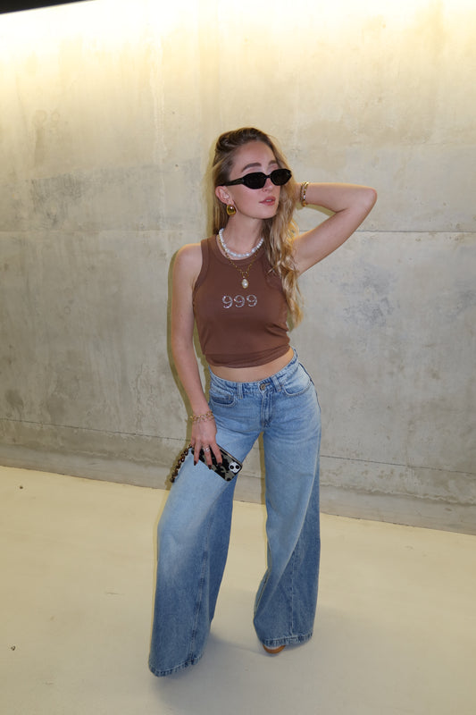 Tanktop met strasssteentjes