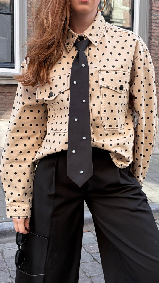 Stropdas vintage zwart met parels | Restyled