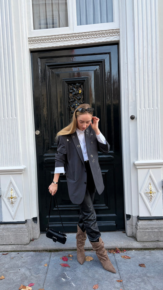 grijze club nine blazer met statement details