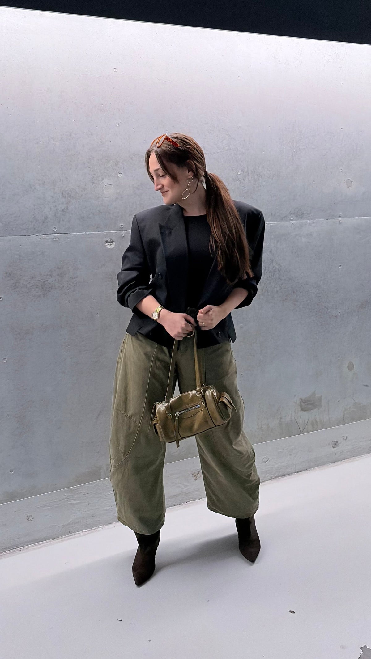 Cropped vintage blazer zwart met Gucci backprint | Restyled No.2